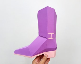DIY Papercraft Cowgirl boots,Cowboy boots,Boots favor,3d shoe,Paper shoe,3d papercraft,Papercraft boots,Cowgirl boots, Party favor templates