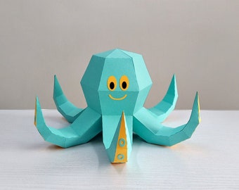 DIY Papercraft Octopus,Octopus 3d model,Paper toy,Party decoration,Nursery decor,Octopus dxf files,cricut files,Octopus gifts,Cameo files