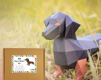 DIY Papercraft Dachshund Pre cut Kit,Dachshund sculpture,Papercraft model kit,3d Papercraft model,Papercraft sculpture,DIY kit,3d puzzle kit