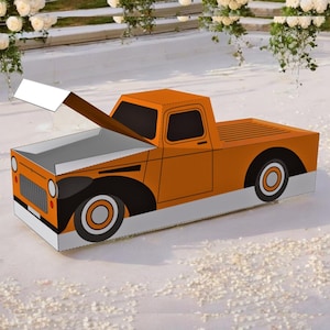Cadeau vintage bricolage, cadeau de fête, modèle de camionnette en papier, camion Lowpoly, cadeau de baby shower, décoration de baby shower, impression de camion de papier