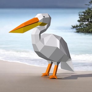 DIY papercraft Pelican bird pattern, Water bird, Lowpoly bird sculpture, Pelican gifts,Tropical birds,Pelican png,3d papercraft bird origami