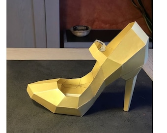 DIY Papercraft High Heel Shoe, 3D Low Poly Template (PDF)