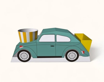 Plantilla para caja de regalo para coche (hágalo usted mismo), caja imprimible para comida/dulces (PDF)