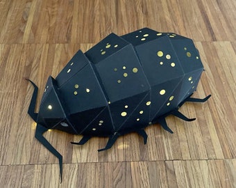 DIY Papercraft Isopod Model, Low Poly Bug (pdf, png, jpg)
