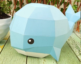 DIY Papercraft Whale Model, 3D Printable (PDF Download)