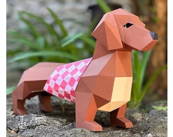DIY Dachshund Puppy Papercraft Model (Digital Download)