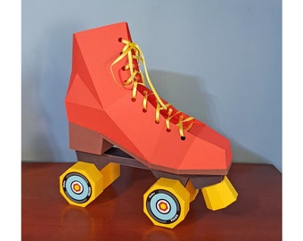 3d Papercraft Roller skate shoes,Canvas shoe,Skate shoes,3d shoe,Paper shoe,Roller derby skates,Print and fold,Instant digital download