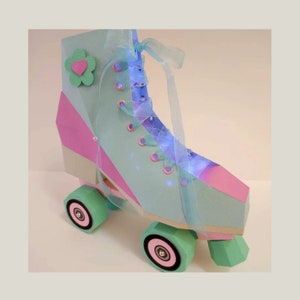 DIY Papercraft zapatillas de patinaje, zapato de lona, zapatillas de skate, zapato 3d, zapato de papel, patines de roller derby, imprimir y doblar, descarga digital instantánea