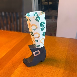 DIY Papercraft Shoe,Saint Patricks day decor,St Patricks day,Lowpoly shoe favor,Lowpoly Boot favor,St Patricks png,Boot png,Boot dxf,3d boot