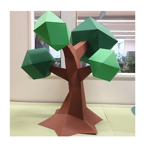 Patrón de árbol de papel, árbol bonsái de bajo polígono, árbol de papel, bonsái de papel, plantas de papel, regalos de bonsái, árbol en 3D, impresión de árbol, árbol imprimible