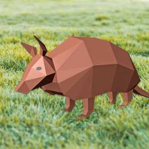 DIY papercraft Armadillo,lowpoly armadillo model,3d papercraft armadillo png,Armadillo dxf,Armadillo print,3d Origami armadillo printable