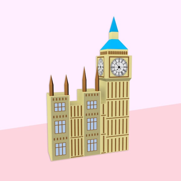 DIY Papercraft Big Ben Wall art, Big ben clock, Big ben art print, Big ben png, Printable big ben, Big ben prop, Nursery decor, kids room