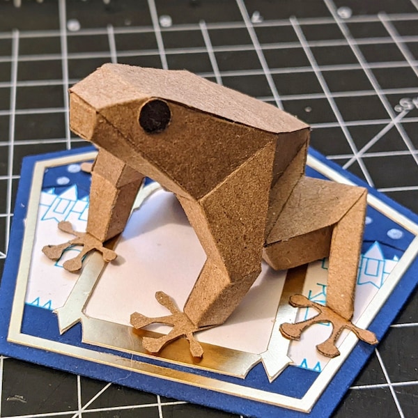 DIY Papercraft frog,digital download,ed craft frog,paper toys,lowpoly, Frog dxf,origami frog model,frog png,frog cutting files,cameo files