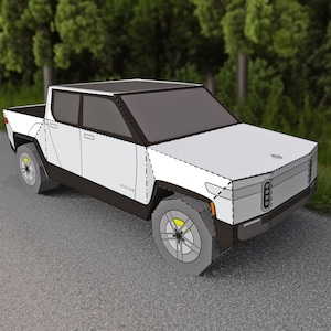 Camioneta de papel para manualidades, Regalos para novio, Decoración de mesa, Origami, Camión de papel, Manualidades de papel en 3d, Imprimibles, Coche lowpoly, Coche de papel, Patrón de camión