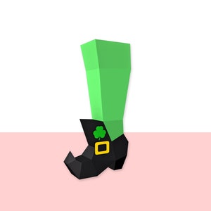DIY Papercraft Shoe,Saint Patricks day decor,St Patricks day,Lowpoly shoe favor,Lowpoly Boot favor,St Patricks png,Boot png,Boot dxf,3d boot