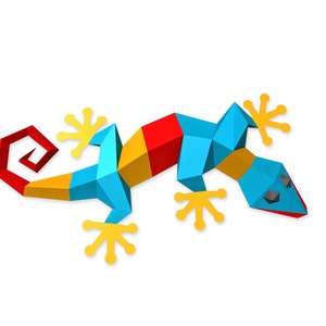 Geco di carta fai da te, lucertola di carta, grcko dxf, geco png, lucertola png, lucertola dxf, geco stampabile, lucertola stampabile, stampa geco origami 3d