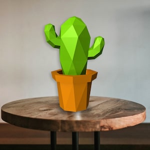 Fioriera per cactus con la carta fai da te, modello di cactus, piante di cactus, regali di cactus, regali di cactus, cactus Lowpoly, modello di cactus 3d, stampa di cactus, stampabili 3d