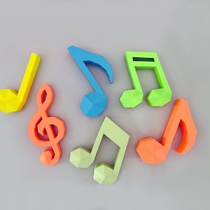 Decorazione da parete con note musicali fai-da-te Papercraft, oggetti di scena per note musicali, oggetti di scena musicali, arte da parete 3D, decorazione da parete 3D, artigianato 3D, decorazioni per feste, modelli stampabili