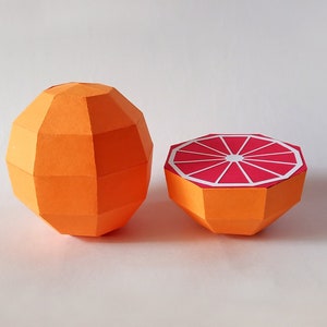 DIY Papercraft Grapefruit, lowpoly papercraft, 3d papercraft fruit, Origami fruit 3d model, Photography props, 3d crafts, 3d origami fruits