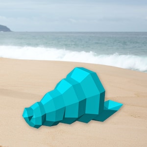 DIY Papercraft zeeschelp, Seashell png, Shell patroon, 3d Lowpoly shell printble, Shell dxf, Zee leven, Zee rekwisieten, Strand partij rekwisieten, Shell decor