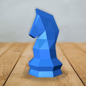 DIY Papercraft Chess Knight, Cabeça de cavalo de Papercraft, peça de xadrez lowpoly, adereços de xadrez, decoração de mesa, cavaleiro png, cavaleiro dxf, adereços de fotografia, adereços 3d