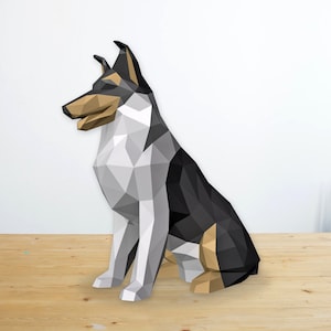 Cane pastore delle Shetland fai da te, cane pastore delle Shetland in carta png, cane origami 3d, carta lowpoly, cane shetland in carta, cucciolo di Shetland