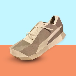 3D-papercraftschoen, sportschoenmodel, afdrukbare schoen, lage polyschoen, schoenbedankje, bedankdoosje, fotografierekwisieten, 3D-origamischoen png