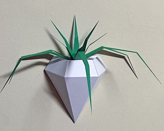 Plantilla para maceta de papel con diseño de diamante, decoración de pared (PDF)