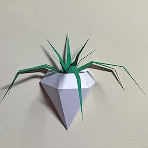 Jardinière murale en forme de diamant bricolage, décoration murale, jardinières, plantes en papier, travaux manuels en papier, plantes suspendues, fête des mères, plantes 3D, plantes à imprimer