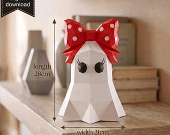 Halloween Ghost Papercraft Template, 3D Wall Decor, Halloween DIY Craft