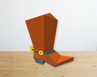 Botas de vaquera de papel para manualidades, recuerdo de fiesta con forma de zapato 3D (archivos digitales)