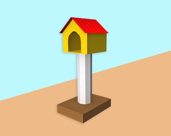 DIY Papercraft Bird House Decor, Lowpoly Template (pdf, eps, dxf, png)