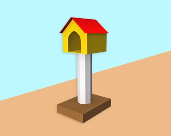 DIY Papercraft bird house decor, bird house templates, lowpoly house, nursery room decor, kids room decor, Little house decor, Doll house