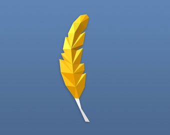 3D Papercraft Feather, Lowpoly Wall Art (Digital Files)