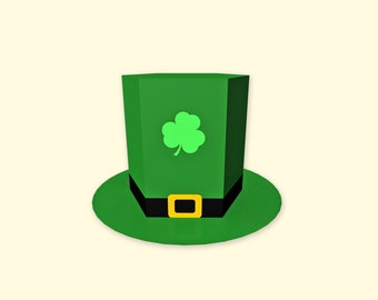 Papercraft St Patrick's Day Hat, Lowpoly 3D (pdf, eps, dxf & png files)