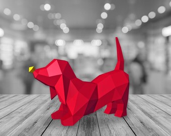 DIY 3D Papercraft Dachshund Puppy Model (Digital Files)