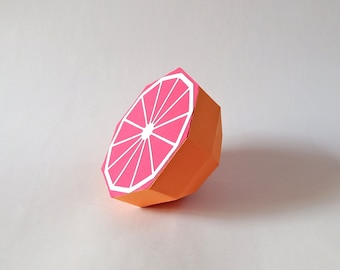 DIY Papercraft Grapefruit, lowpoly papercraft, 3d papercraft fruit, Origami fruit 3d model, Photography props, 3d crafts, 3d origami fruits