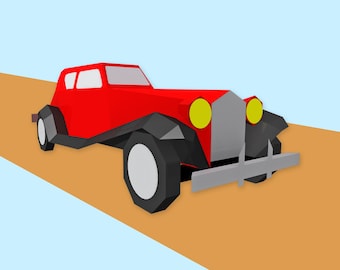 DIY Papercraft Vintage Car Model, Printable 3D Template (pdf, eps, dxf & png)