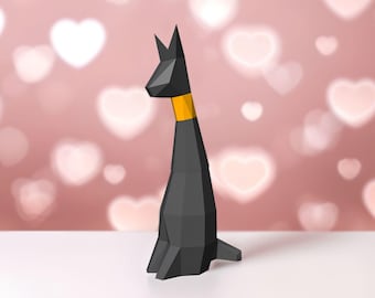 DIY Papercraft Cat Model,Lowpoly Cat Sculpture,Papercraft animal,Papercraft pets,Gifts for her,3d papercraft model,Cat decor,3d Cat toys