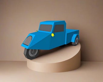 DIY Papercraft 3 wheeler Pickup truck,Tuktuk ,Vintage 3 wheeler png, Autorickshaw model, Papercraft tuktuk pickup, Vintage pickup favor