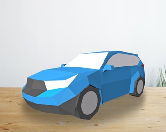 Model samochodu SUV z papieru DIY, do druku 3D Low Poly (pliki PDF)