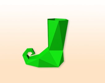 DIY Papercraft Elf Shoe, Christmas Party Decor (PDF Files)