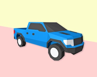 DIY Papercraft Pickup Truck, Lowpoly Party Favor (Digital Files)
