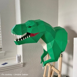 DIY Papercraft T rex Wall trophy,T rex trophy,Wall decor,3d wall art,Lowpoly,origami,Dinosaur trophy,PDF templates,Tyrannosaurus trophy