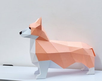 DIY Corgis Papercraft Skulptur, PDF Templates, Kinderzimmer Dekor