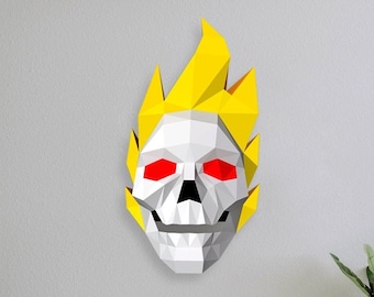 DIY Papercraft fire skull,skull wall decor,skull wall art,Halloween skull decor,halloween decor,Day of the dead skull,3d skull art,Skull dxf