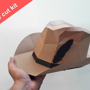 Cappello di carta fai da te, kit pretagliato, cappello da festa, cappello da cowboy, cappello di carta, lavoretti di carta fai da te, accessori per feste, accessori per la fotografia, cappello stampabile, accessori di carta, cappello 3d