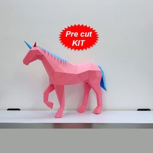 DIY Papercraft kit,Papercraft Unicorn Sculpture,3d Papercraft kit,Unicorn Pattern,Lowpoly papercraft,Papercraft horse,3d puzzle kit,Low poly