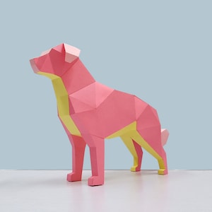 DIY Papercraft Golden retriever sculpture,3d Papercraft templates,Lowpoly dog,Paper sculpture,paper dog model,Origami dog,Cameo cutting file