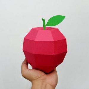 DIY Papercraft Apple,Papercraft fruit,Paper toy,Party decoration,Nursery decor,Apple cutting files,Silhouette cameo files,Apple png image 1